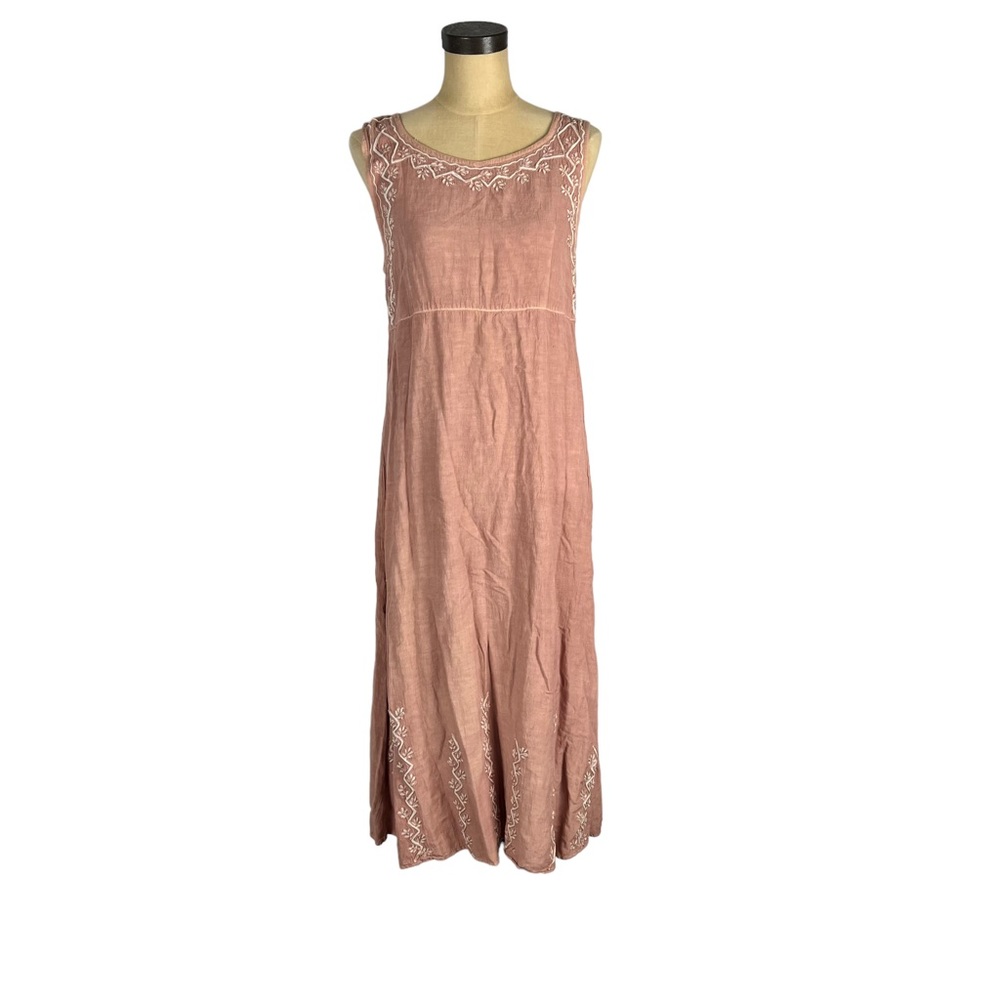 Blue Sky blush pink sleeveless women’s boho 90s tie back midi dress SZ M